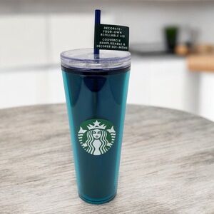 Starbucks Siren Logo Plastic Cup, Aqua Terra Confetti Cold Cup - 24 fl o…